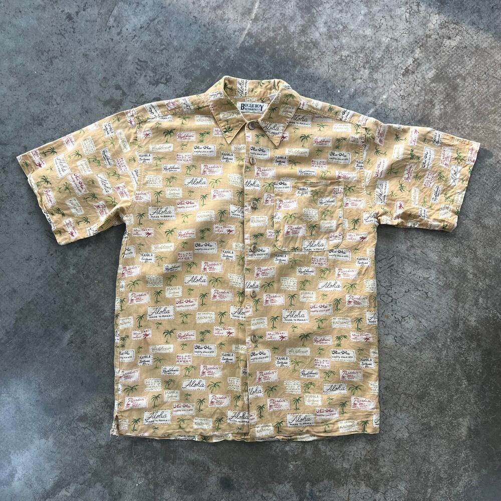 90s Vintage Bugle Boy Postcard Aloha Shirt Medium